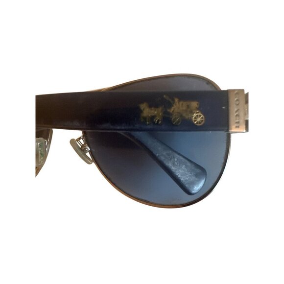 Coach Black & Gold Sunglasses With Carriage Detail &‎ Blue-Tinted Lenses